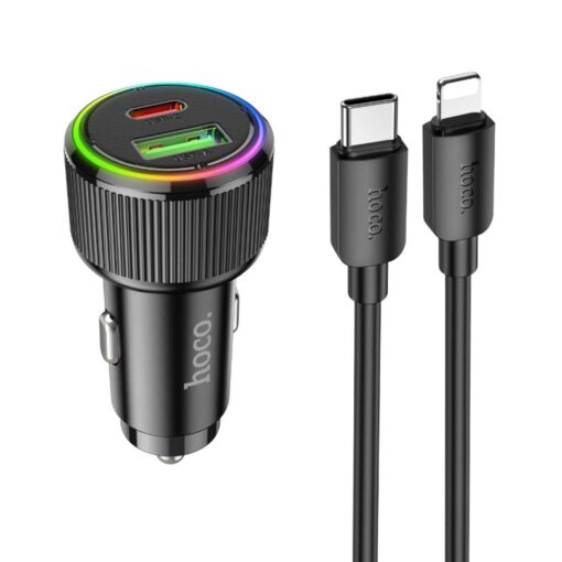 Hoco 38W Car Charger NZ14A, lightning cable